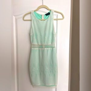 ASTR Mint Green Mini Dress with White Overlay, Small